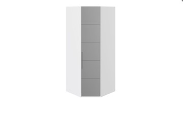 Распашной шкаф угловой Наоми с зеркальной правой дверью, цвет Белый глянец СМ-208.07.07 R в Брянске - предосмотр
