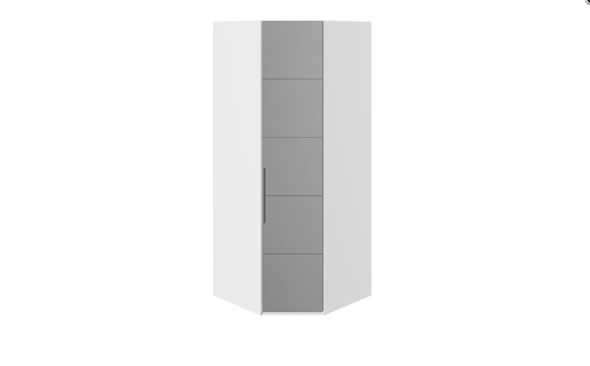 Распашной шкаф угловой Наоми с зеркальной правой дверью, цвет Белый глянец СМ-208.07.07 R в Брянске - изображение