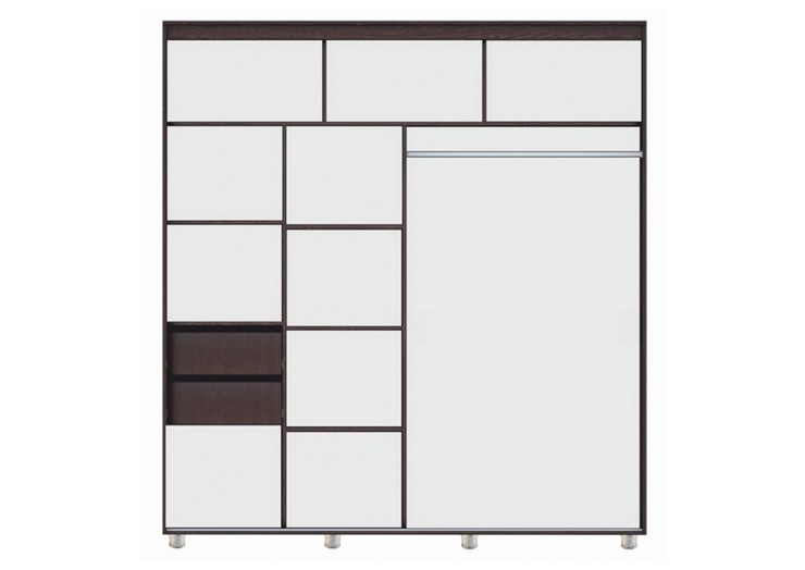 Шкаф 2-х дверный Комфорт №12 2.0 с фигурными зеркалами, Венге в Брянске - изображение 1