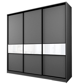 Шкаф 3-х дверный MAX МШ-27-6-24-999, Профиль Черный/Цвет Графит/с белой пленкой Oracal в Брянске