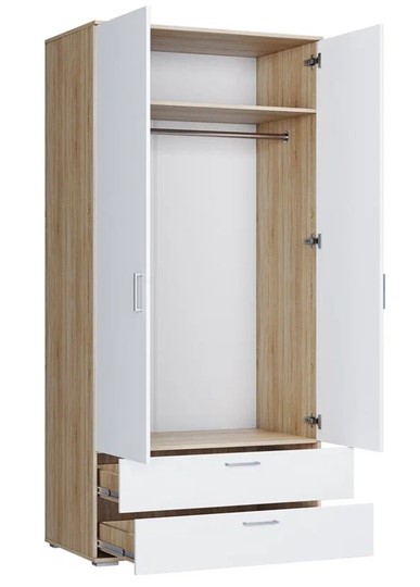 Шкаф в спальню ШР-2/1 с ящиками Лайт Дуб сонома / Белый в Брянске - изображение 1