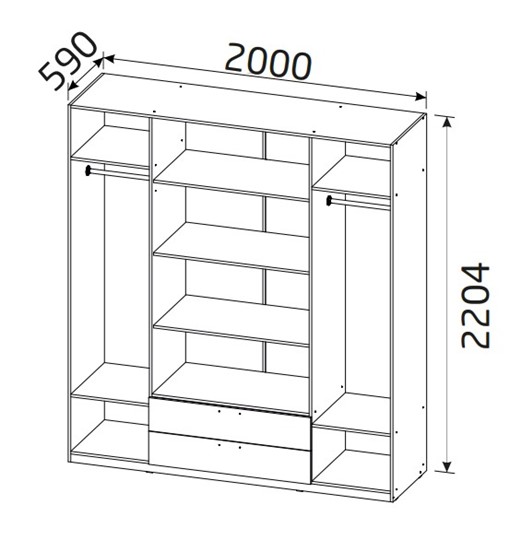 Шкаф 4х-дверный 4-х дверный Вега с 2 ящиками в Брянске - изображение 1