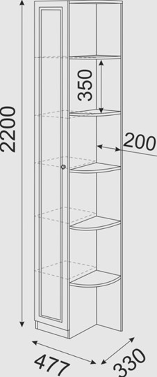 Угловой шкаф-стеллаж Беатрис М13 левый (Орех Гепланкт) в Брянске - изображение 3