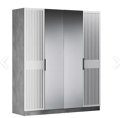 Шкаф 4-дверный Бержер, 2 двери глухие + 2 шт с зеркалом в Брянске - изображение