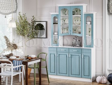 Кухонный шкаф Констанция 4-х створчатый, голубой в Брянске