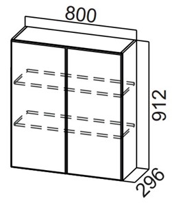 Навесной кухонный шкаф Стайл, Ш800/912, МДФ в Брянске