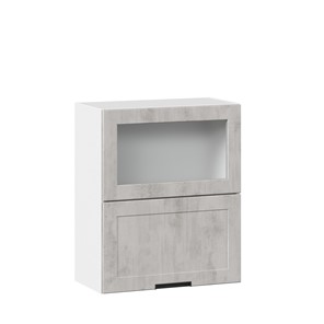 Навесной кухонный шкаф 600 горизонтальный с 2 складными дверями Джамис ЛД 296.970.000.041, Белый/Белый камень в Брянске
