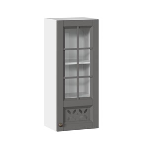 Шкаф кухонный Амели-3 400 высокий со стеклом ЛД 299.420.000.040, Белый/Оникс серый в Брянске