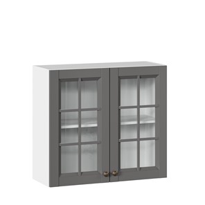 Шкаф на кухню Амели-3 800 со стеклом ЛД 299.360.000.034, Белый/Оникс серый в Брянске