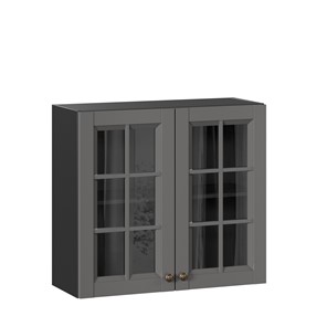 Кухонный шкаф Амели-3 800 со стеклом ЛД 299.360.000.036, Черный/Оникс серый в Брянске