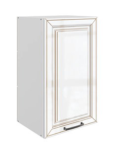 Кухонный шкаф Атланта L400 Н720 (1 дв. гл.) эмаль (белый/белый глянец патина золото) в Брянске
