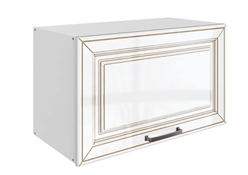 Шкаф на кухню Атланта L600 Н360 (1 дв. гл.) эмаль (белый/белый глянец патина золото) в Брянске