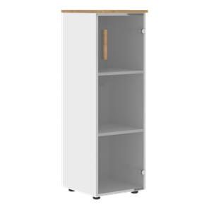 Средний шкаф колонна со стеклянной правой дверью FORTA Белый-Дуб Гамильтон FMC 40.2 (R) (399х404х801) в Брянске