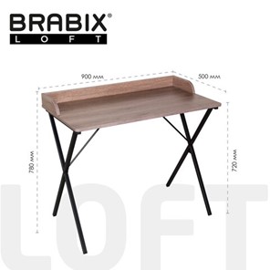Стол на металлокаркасе BRABIX "LOFT CD-008", 900х500х780 мм, цвет морёный дуб, 641863 в Брянске - предосмотр 1