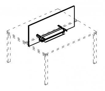 Экран настольный фронтальный для стола 100 с двумя кабель-каналами А4, (105x50x1.8) белый премиум / металлокаркас белый, А4 Б 846 БП в Брянске