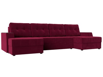 Большой П-образный диван Эмир, Бордовый (Микровельвет) боннель в Брянске