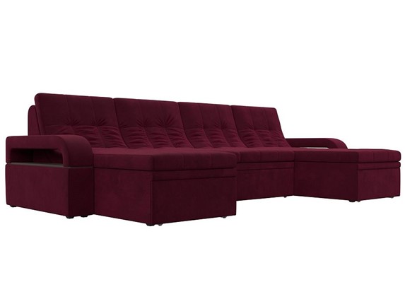 П-образный диван Лига-035 мини, Бордовый (микровельвет) в Брянске - изображение