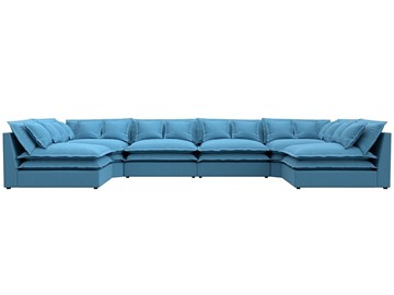 Большой П-образный диван Лига-040, Амур голубой (рогожка) в Брянске - предосмотр 1