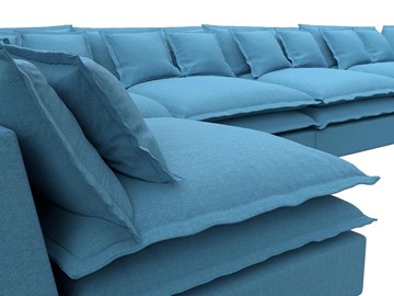 Большой П-образный диван Лига-040, Амур голубой (рогожка) в Брянске - предосмотр 3