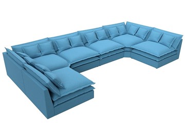 Большой П-образный диван Лига-040, Амур голубой (рогожка) в Брянске - предосмотр 4