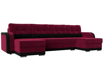 Большой П-образный диван Марсель, Бордовый\Черный (Микровельвет) в Брянске