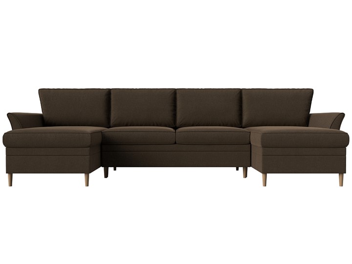 Большой П-образный диван София, Коричневый (Рогожка) в Брянске - изображение 1