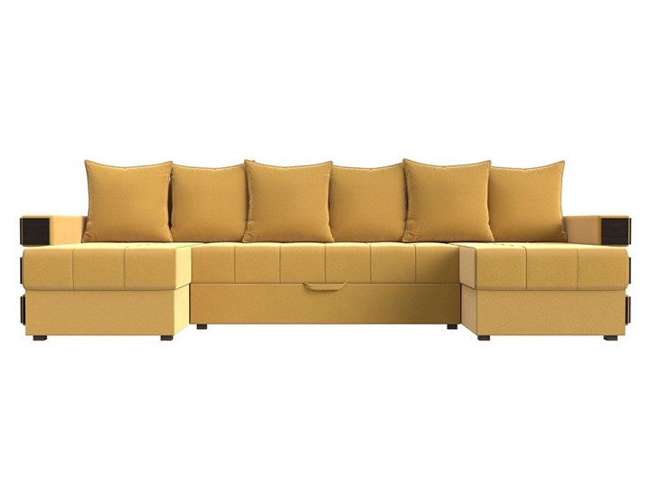 Большой П-образный диван Венеция боннель, Желтый (Микровельвет) в Брянске - изображение 1