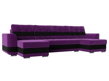 П-образный диван Честер, Фиолетовый/черный (вельвет) в Брянске