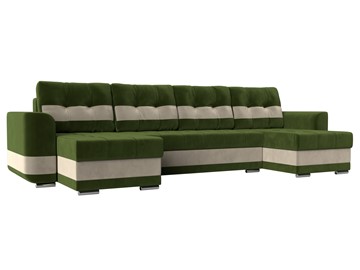 П-образный диван Честер, Зеленый/бежевый (вельвет) в Брянске
