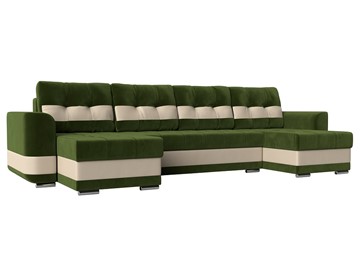 П-образный диван Честер, Зеленый/бежевый (вельвет/экокожа) в Брянске