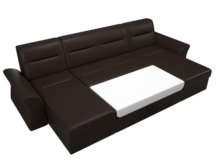 Большой П-образный диван Клайд, Коричневый (Экокожа) в Брянске - изображение 1