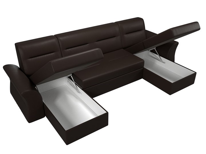 Большой П-образный диван Клайд, Коричневый (Экокожа) в Брянске - изображение 2