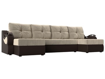 П-образный диван Меркурий П, Бежевый/коричневый (вельвет/экокожа) в Брянске
