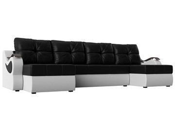 П-образный диван Меркурий П, Черный/белый (экокожа) в Брянске