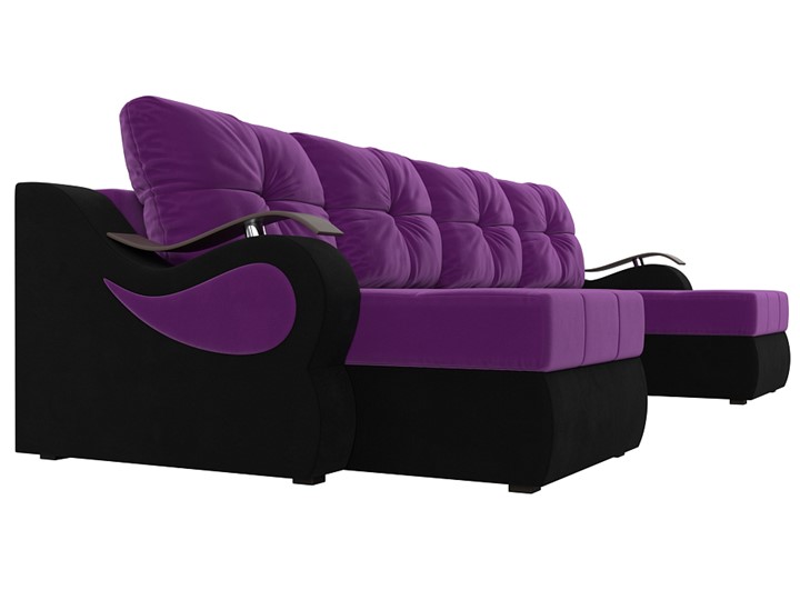 П-образный диван Меркурий П, Фиолетовый/черный (вельвет) в Брянске - изображение 2
