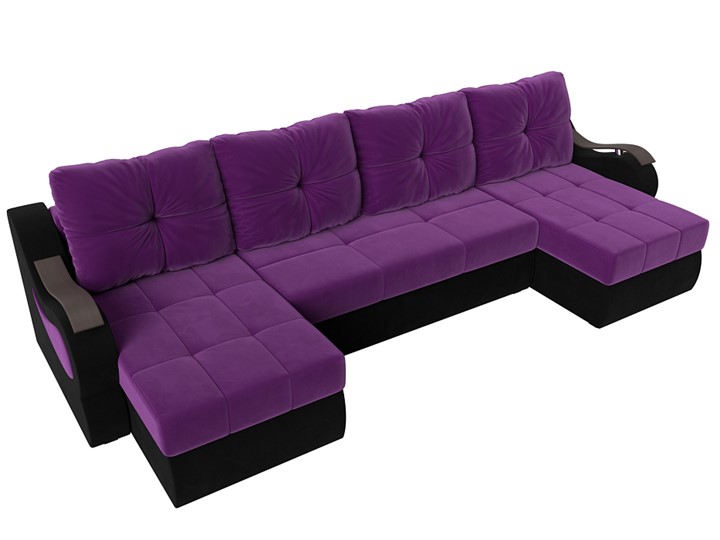 П-образный диван Меркурий П, Фиолетовый/черный (вельвет) в Брянске - изображение 4