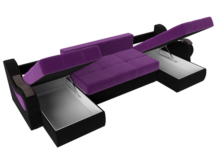 П-образный диван Меркурий П, Фиолетовый/черный (вельвет) в Брянске - изображение 6