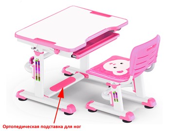 Парта растущая + стул Mealux BD-08 Teddy, pink, розовая в Брянске