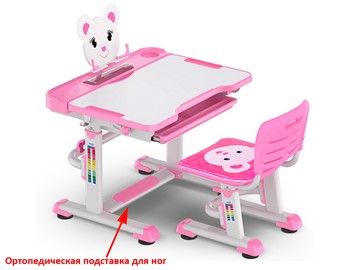 Растущий стол и стул Mealux EVO BD-04 Teddy New XL, WP, розовая в Брянске