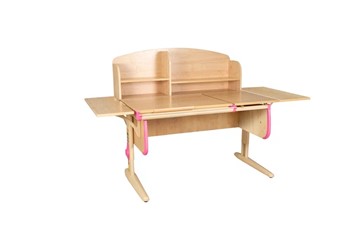 Детский стол-трансформер 1/75-40 (СУТ.25) + Polka_b 1/550 (2 шт.) + Polka_n 1/1200  бежевый/бежевый/розовый в Брянске