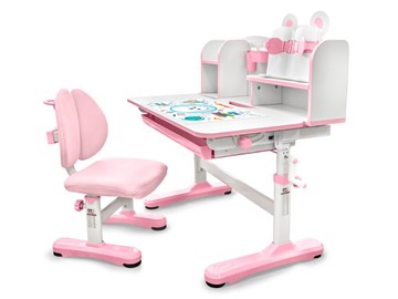 Растущая парта + стул Mealux EVO Panda XL pink BD-29 PN, столешница белая / пластик розовый в Брянске