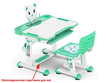 Парта растущая + стул Mealux EVO BD-04 Teddy New XL, green, зеленая в Брянске - предосмотр