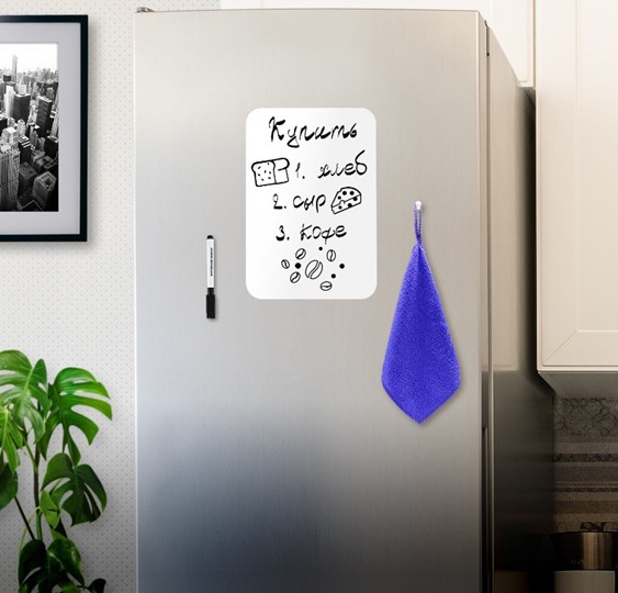 Доска магнитная на холодильник BRAUBERG, 30х21 см с маркером, магнитом и салфеткой в Брянске - изображение 2